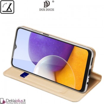 Ducis dirbtinės odos atverčiamas dėklas - auksinės spalvos (telefonui Samsung A22/A22 4G/M32)